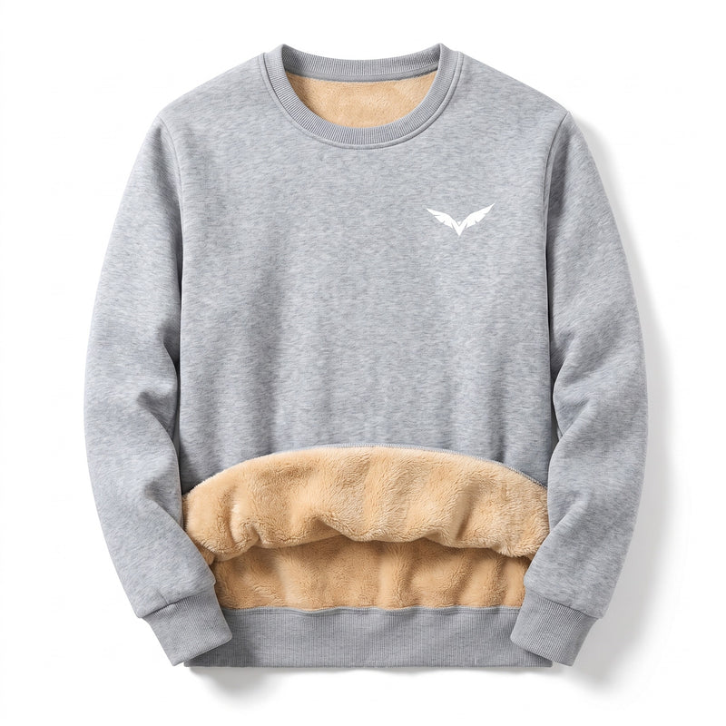 Men's Fleece Sweatshirt Crew Neck Wing Print Soft Lined Pullover, product photo 7