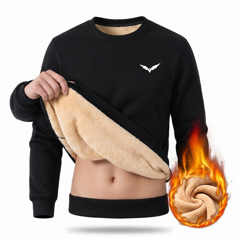 Men's Fleece Sweatshirt Crew Neck Wing Print Soft Lined Pullover, product photo 8