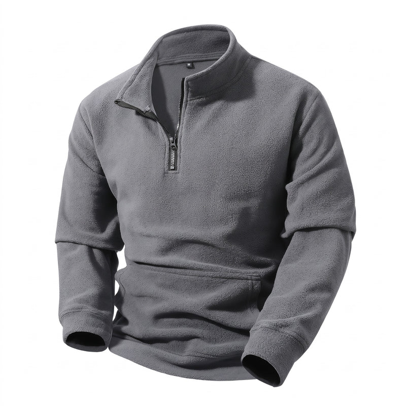 Men's Fleece Sweatshirt Half Zip Stand Collar Loose Outdoor, product photo 6