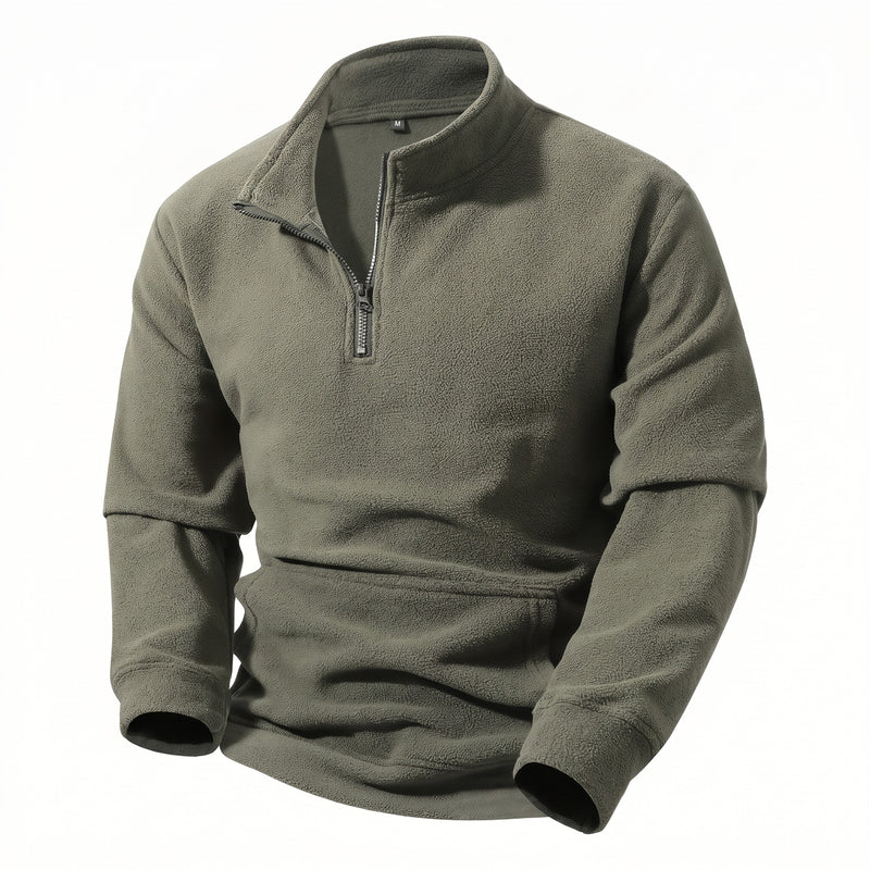 Men's Fleece Sweatshirt Half Zip Stand Collar Loose Outdoor, product photo 7