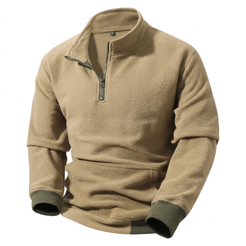 Men's Fleece Sweatshirt Half Zip Stand Collar Loose Outdoor, product photo 9