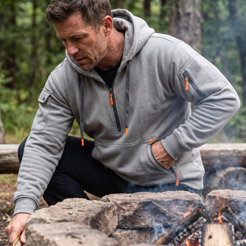 Men's Half Zip Hoodie Tactical Pullover Kangaroo Pocket Sweatshirt, product photo 5