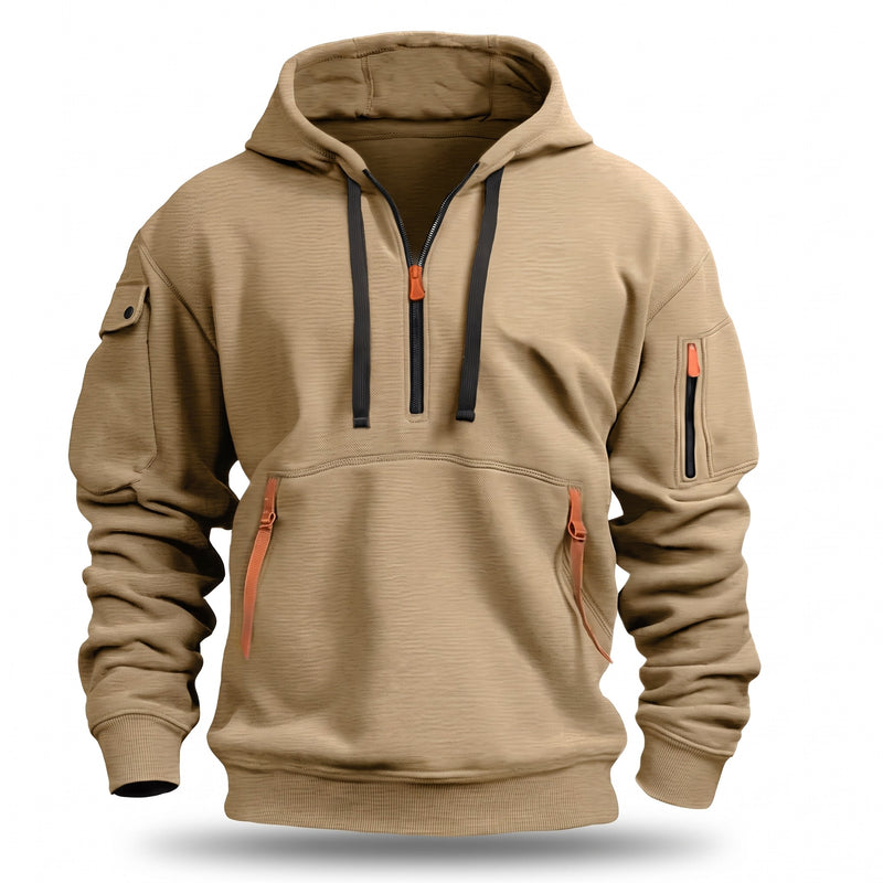 Men's Half Zip Hoodie Tactical Pullover Kangaroo Pocket Sweatshirt, product photo 8
