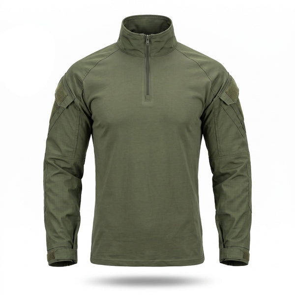 Men's Half Zip Sports Top Stand Collar Multi Pocket Stretch Shirt