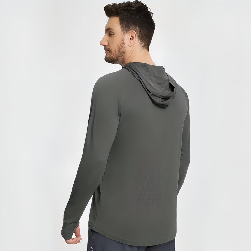 Men's Hiking Sun Shirt UPF 50+ Hooded Tee – product view 4 | Great Lakes Outdoor