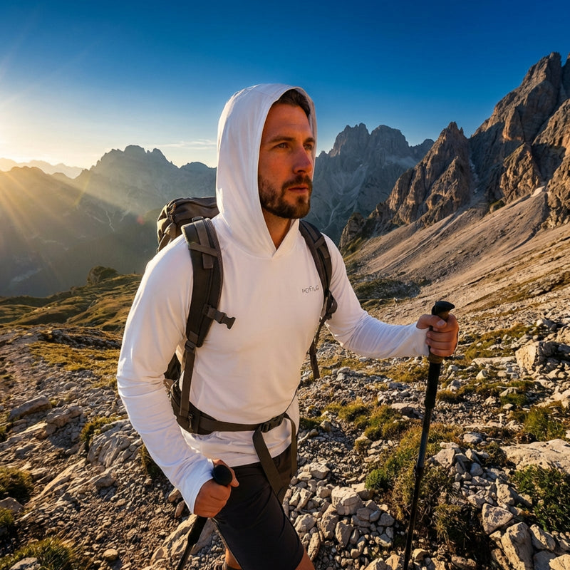Men's Hiking Sun Shirt UPF 50+ Hooded Tee – product view 7 | Great Lakes Outdoor