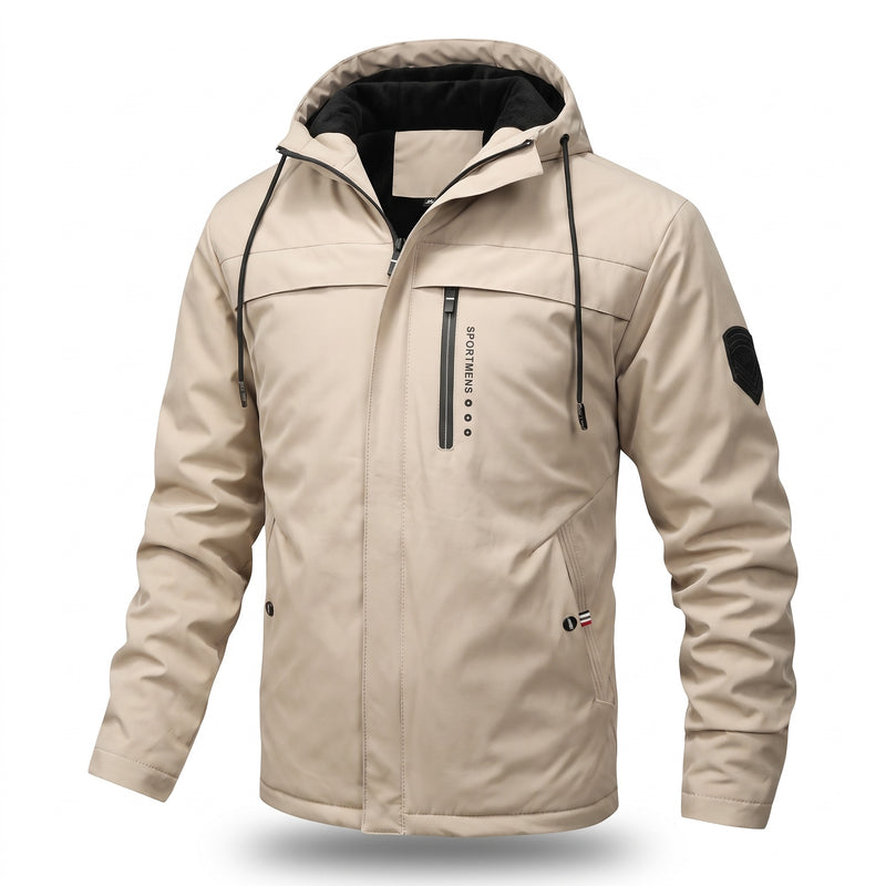 Men's Hooded Winter Jacket Thick Padded Warm Casual Fleece Coat, product photo 9
