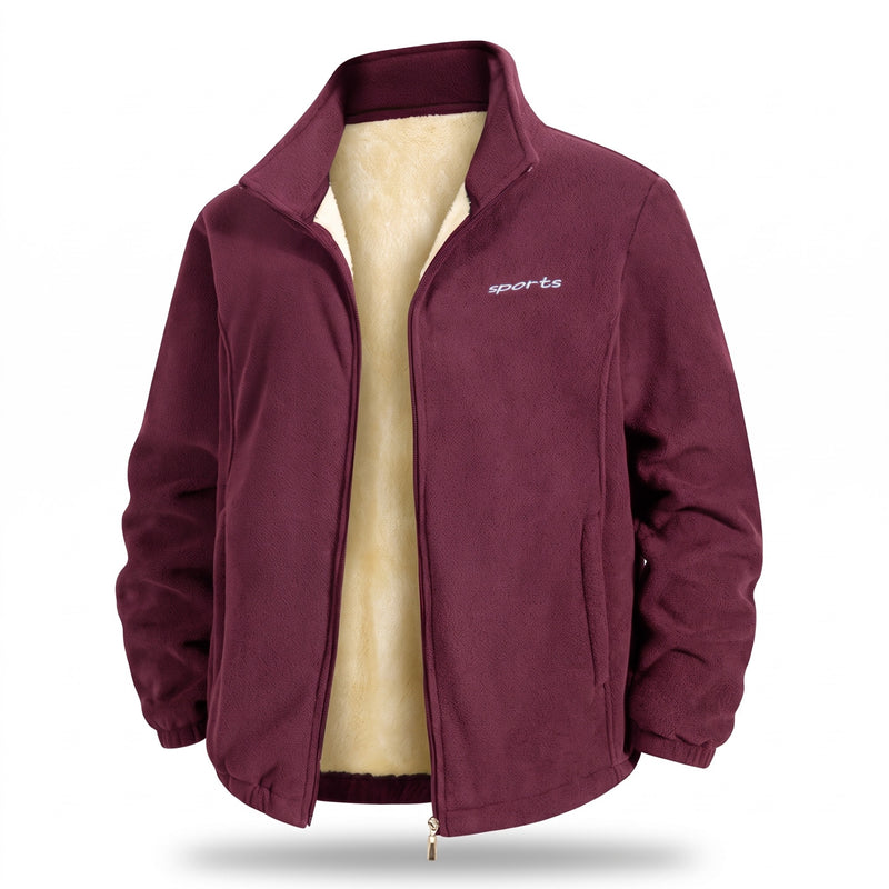 Men's Lambswool Lined Fleece Jacket Stand Collar Windproof, product photo 7