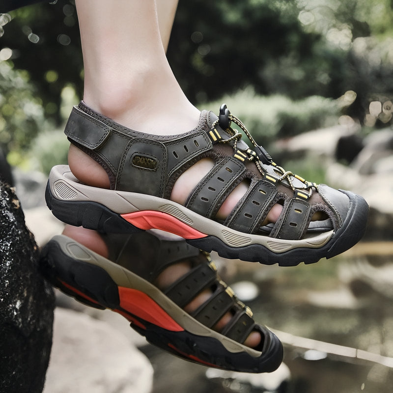 Men's Leather Hiking Sandals Outdoor Closed Toe Trail Shoes – product view 12 | Great Lakes Outdoor