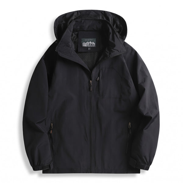 Men's Lightweight Hiking Jacket Stand Collar Multi Pocket Shell