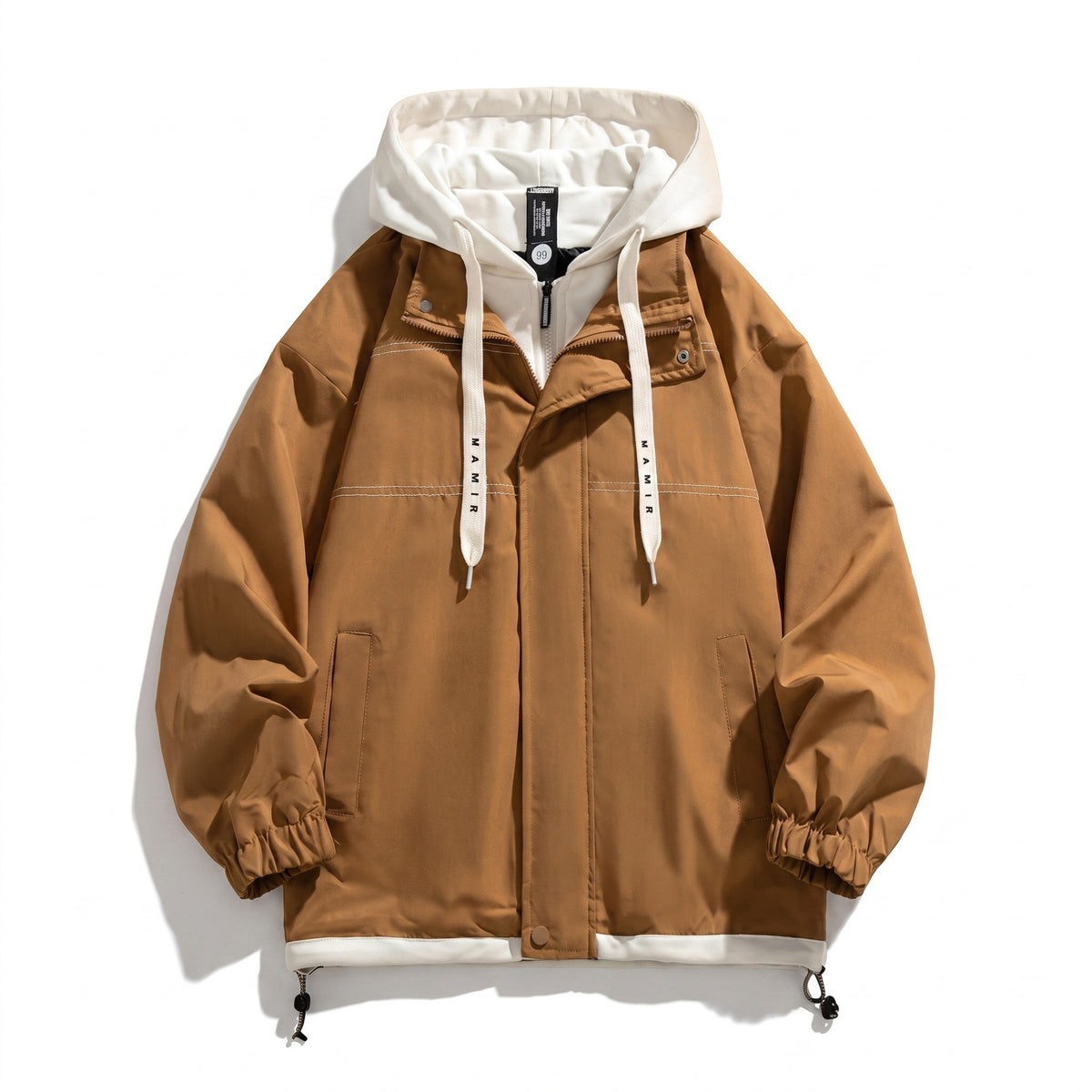 Men’s Lightweight Insulated Jacket Adjustable Hood Drawstring Hem, product photo 1