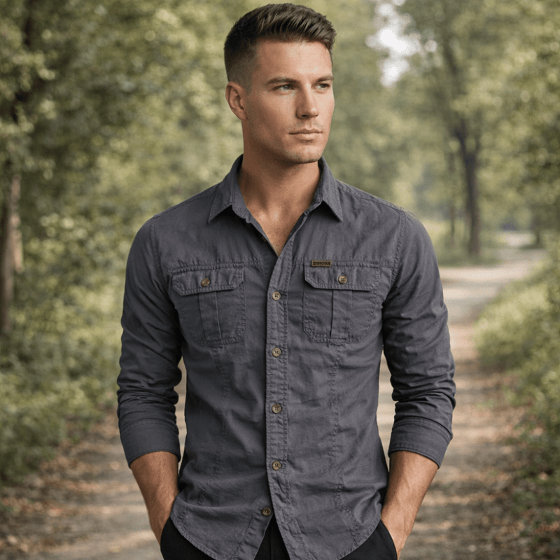 Men's Long-Sleeve Hiking Shirt Lightweight Durable Outdoor Button-Up – product view 3 | Great Lakes Outdoor