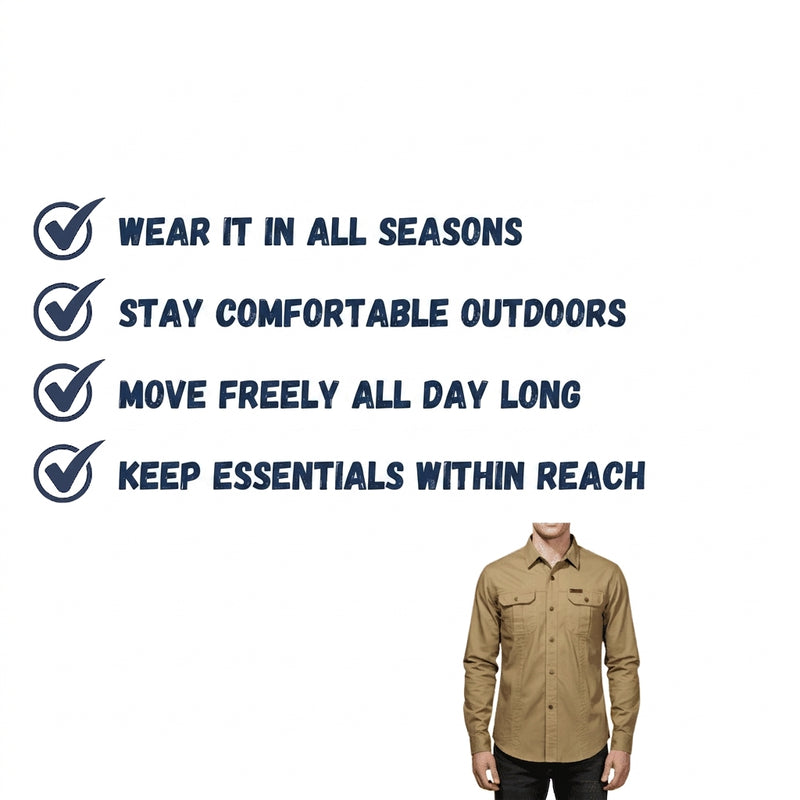 Men's Long-Sleeve Hiking Shirt Lightweight Durable Outdoor Button-Up – product view 4 | Great Lakes Outdoor
