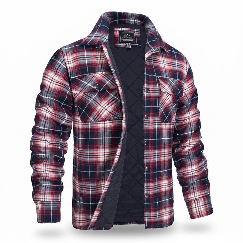 Men's Lumberjack Jacket Quilted Lined Plaid Durable Work Shacket, product photo 6