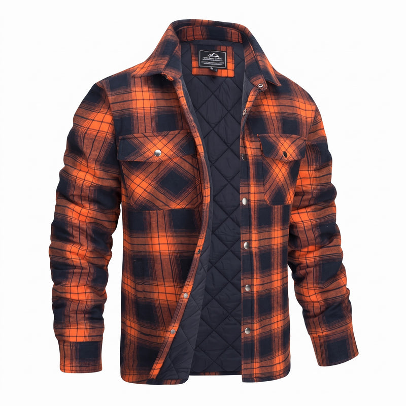 Men's Lumberjack Jacket Quilted Lined Plaid Durable Work Shacket, product photo 7