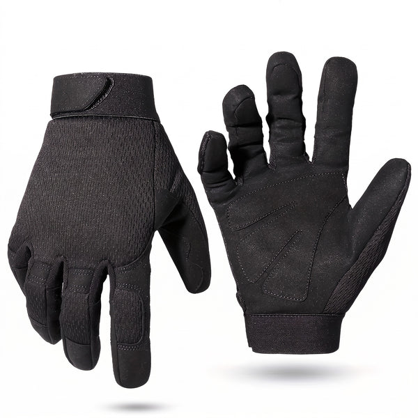 Men's Outdoor Gloves Full Finger Nylon Stretch Wrist Strap