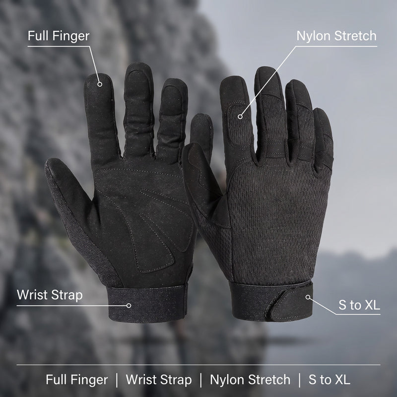 Men's Outdoor Gloves Full Finger Nylon Stretch Wrist Strap, product photo 2