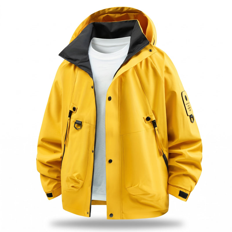 Men's Outdoor Jacket Hooded Drawcord Large Zip Pockets Sport, product photo 7