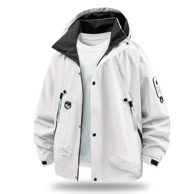 Men's Outdoor Jacket Hooded Drawcord Large Zip Pockets Sport, product photo 8