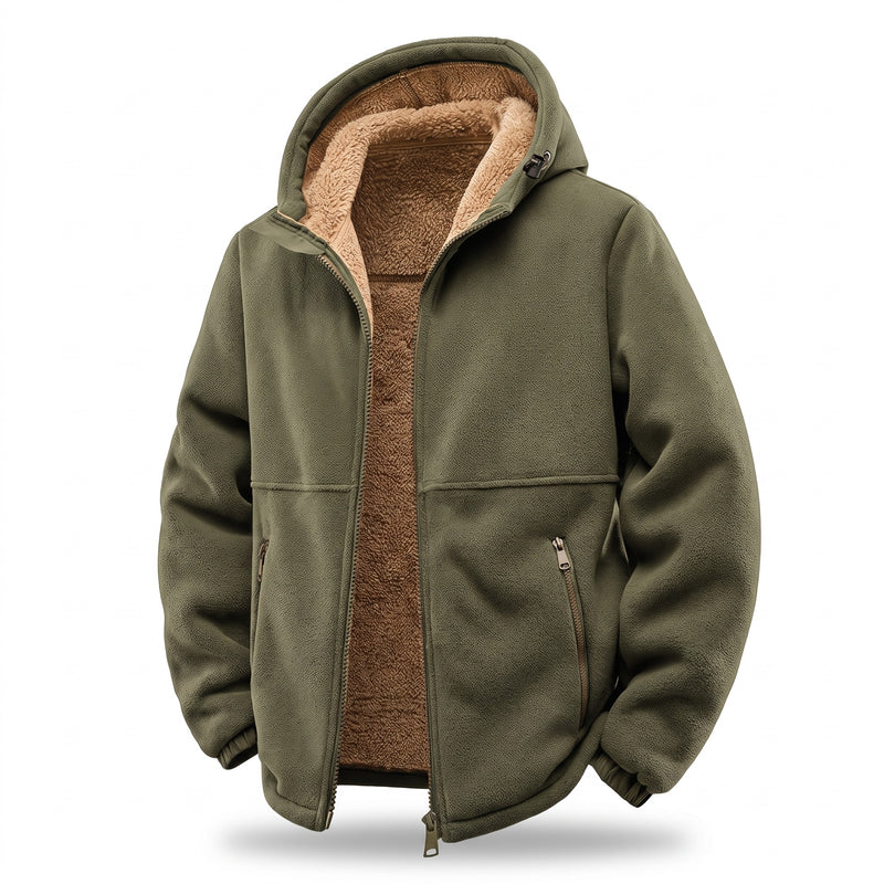 Men's Padded Winter Jacket Hooded Full Zip Front Pockets Coat, product photo 6