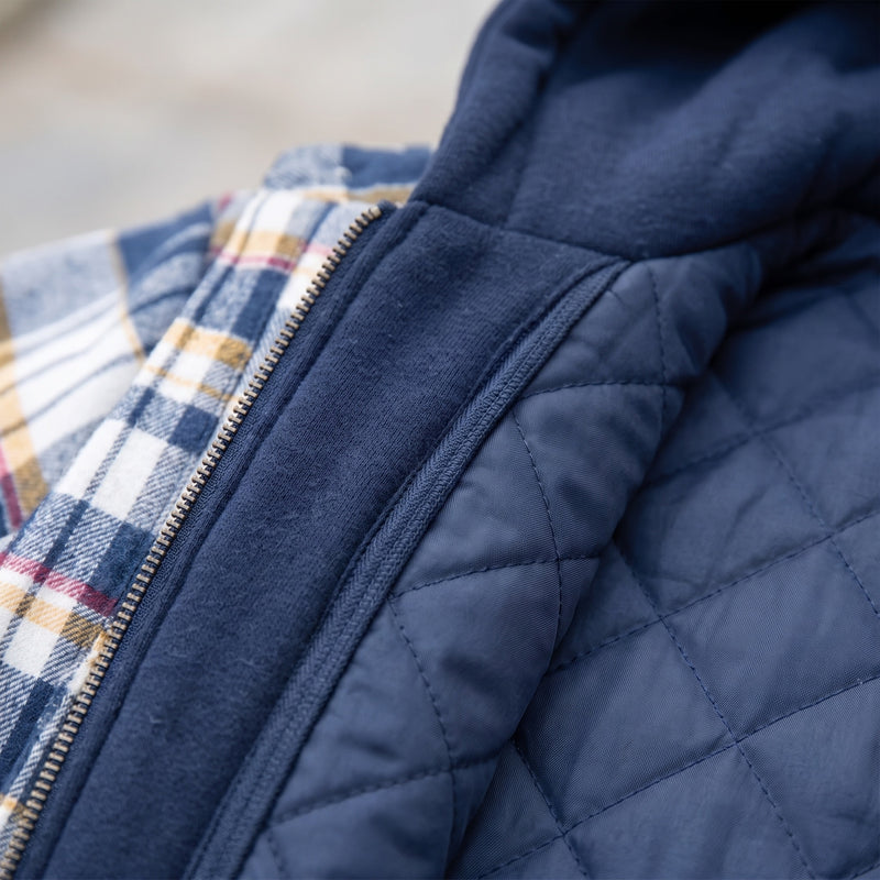 Men’s Plaid Flannel Hooded Jacket Sherpa Lined Casual Overshirt, product photo 4