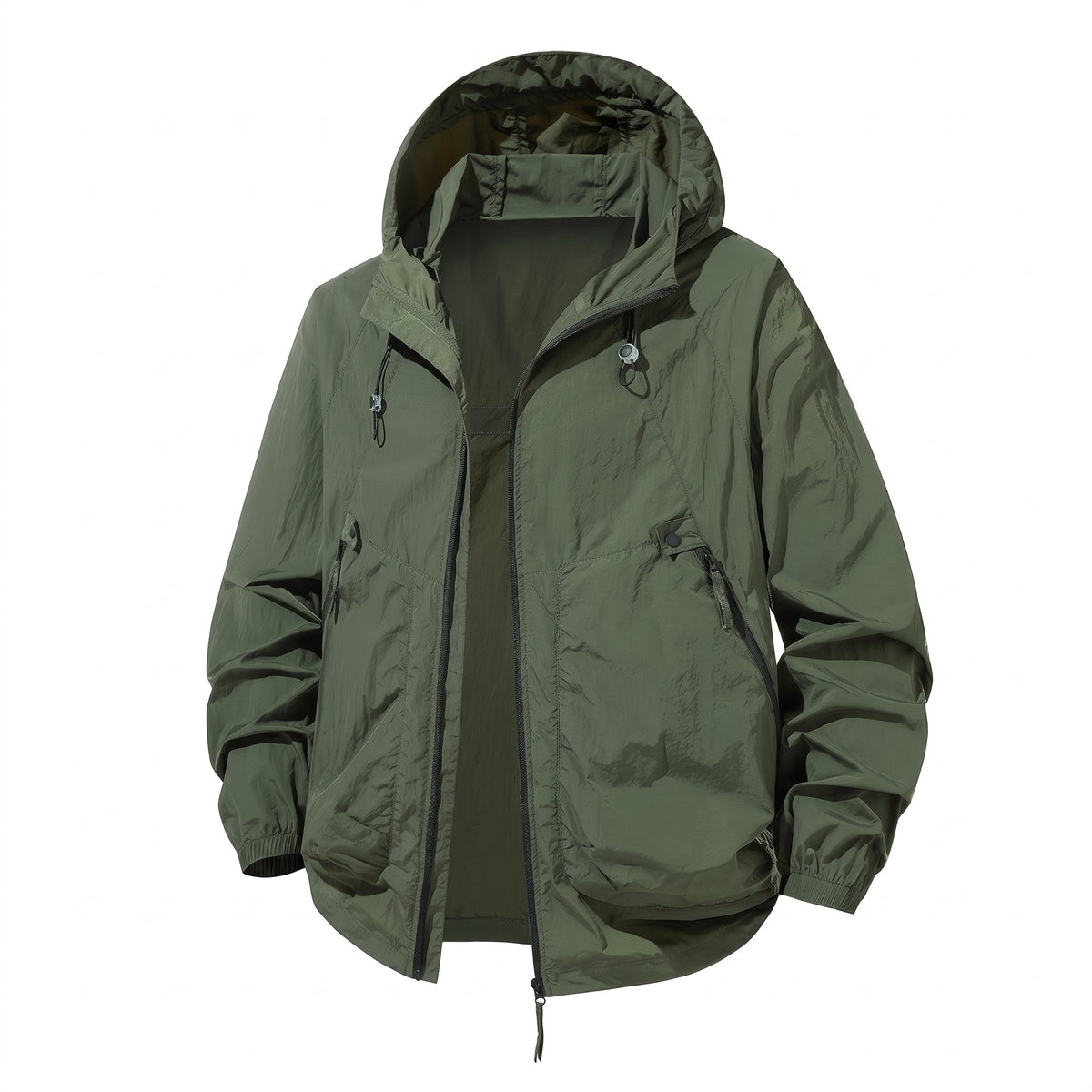Men's Quick Dry Outdoor Jacket Hooded Zip Pockets Loose Fit, product photo 1