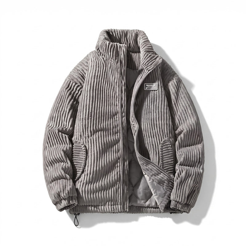 Men’s Quilted Corduroy Jacket Stand Collar Elastic Cuffs Warm, product photo 9