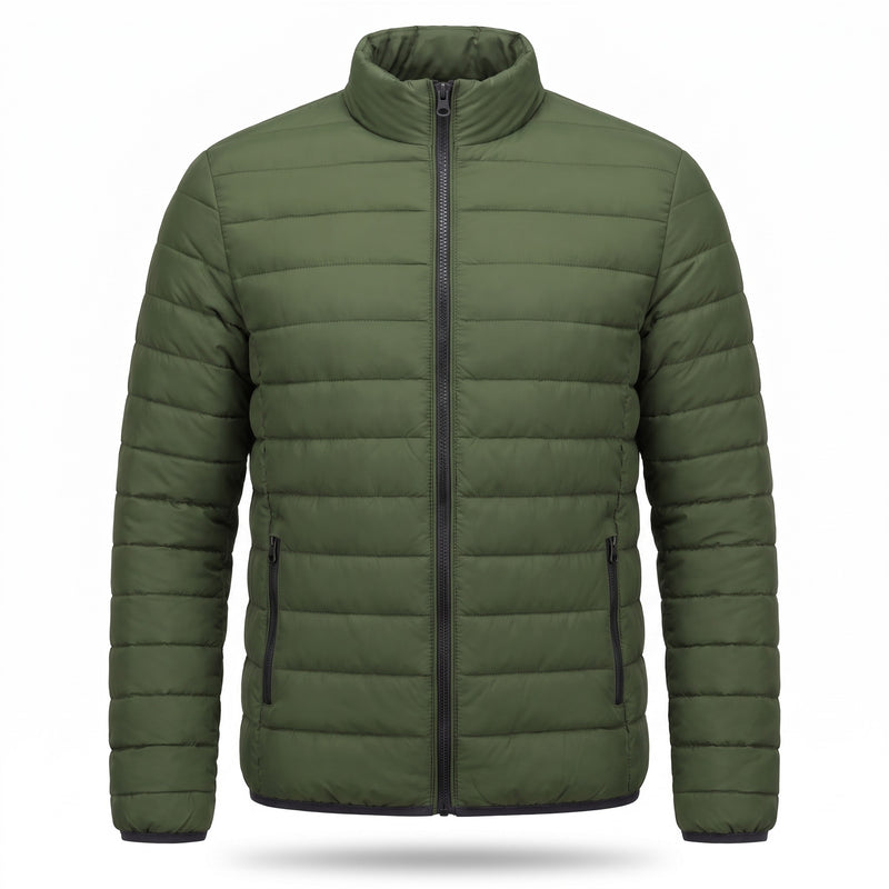 Men's Quilted Jacket Stand Collar Zip Front Pockets Outdoor, product photo 9