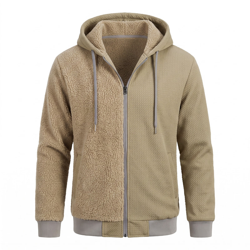 Men's Reversible Teddy Fleece Jacket Hooded Drawcord Two Sided, product photo 8