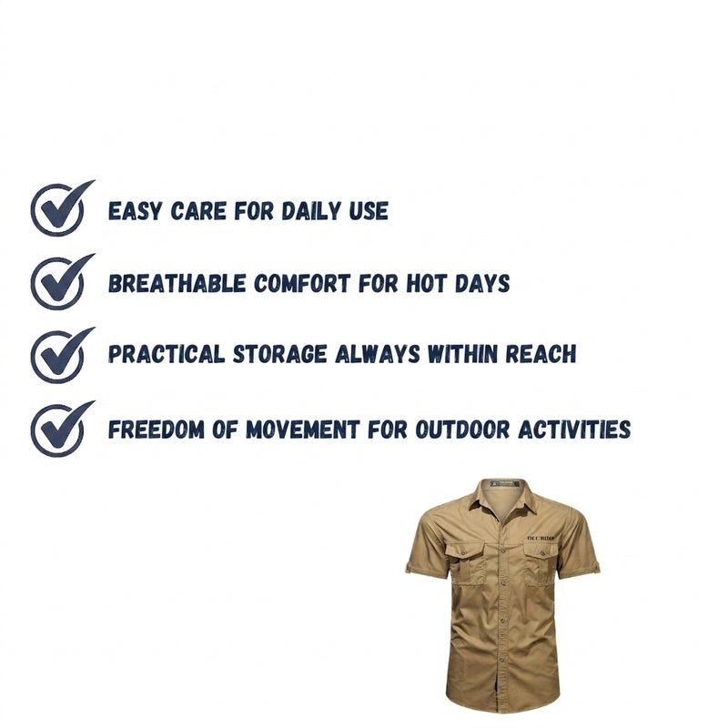 Men's Short Sleeve Cotton Hiking Shirt with Chest Pockets – product view 3 | Great Lakes Outdoor