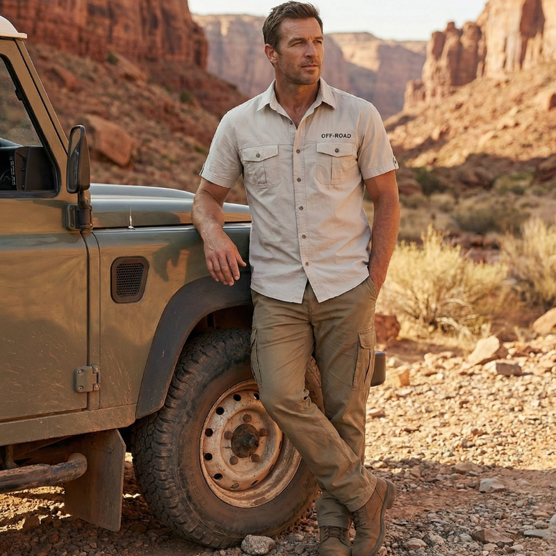 Men's Short Sleeve Cotton Hiking Shirt with Chest Pockets – product view 6 | Great Lakes Outdoor