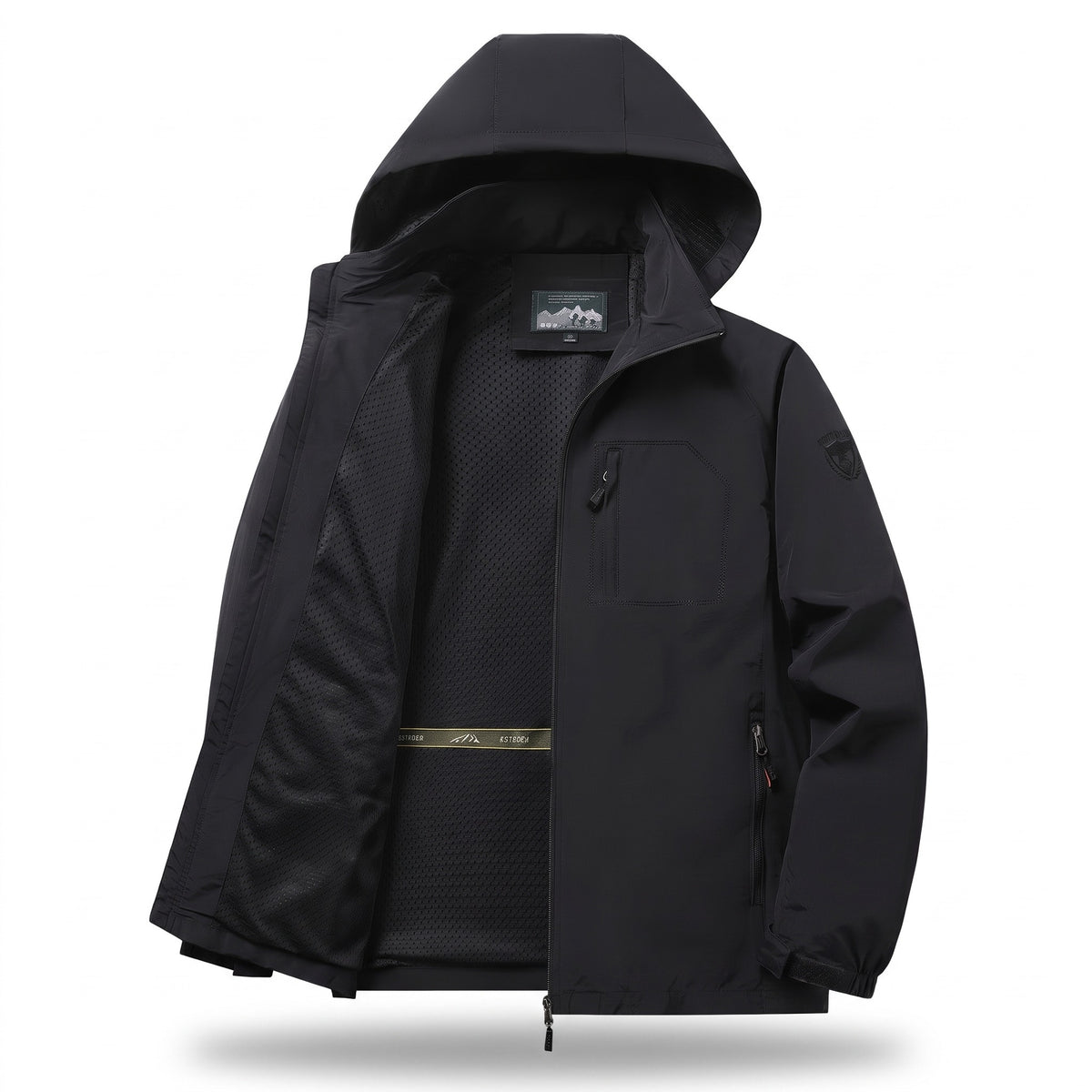 Men's Softshell Jacket Windproof Detachable Hood Zip Front, product photo 1