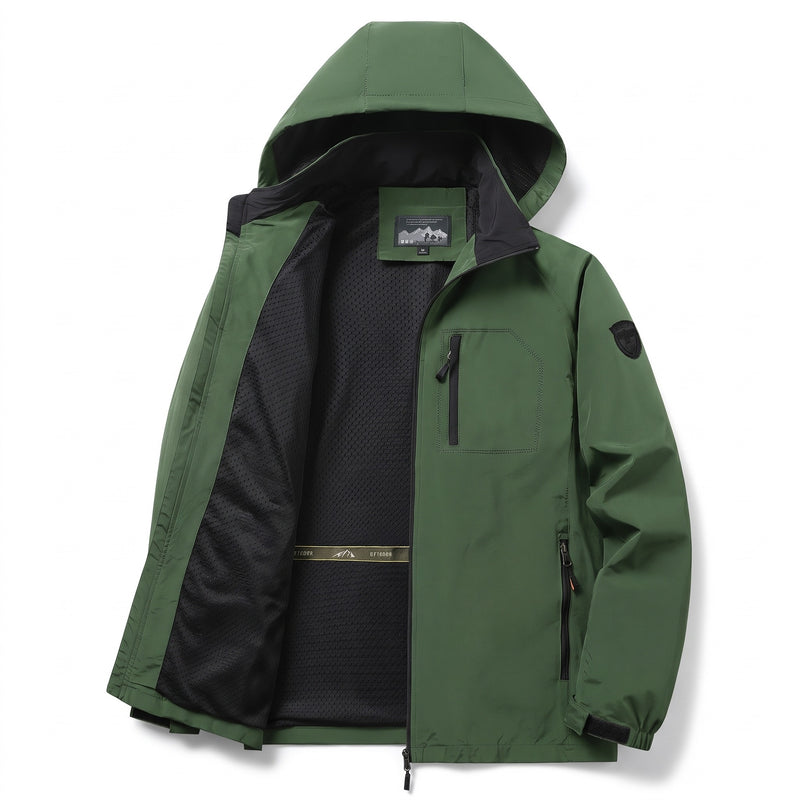 Men's Softshell Jacket Windproof Detachable Hood Zip Front, product photo 7