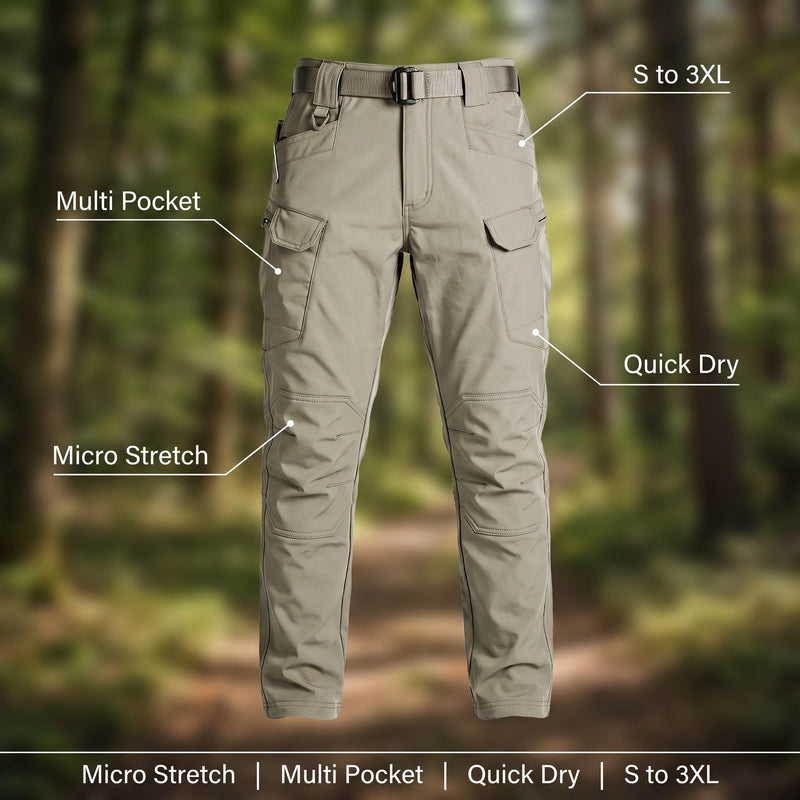 Men's Stretch Cargo Pants Micro Elastane Multi Pocket Hiking Trousers, product photo 2