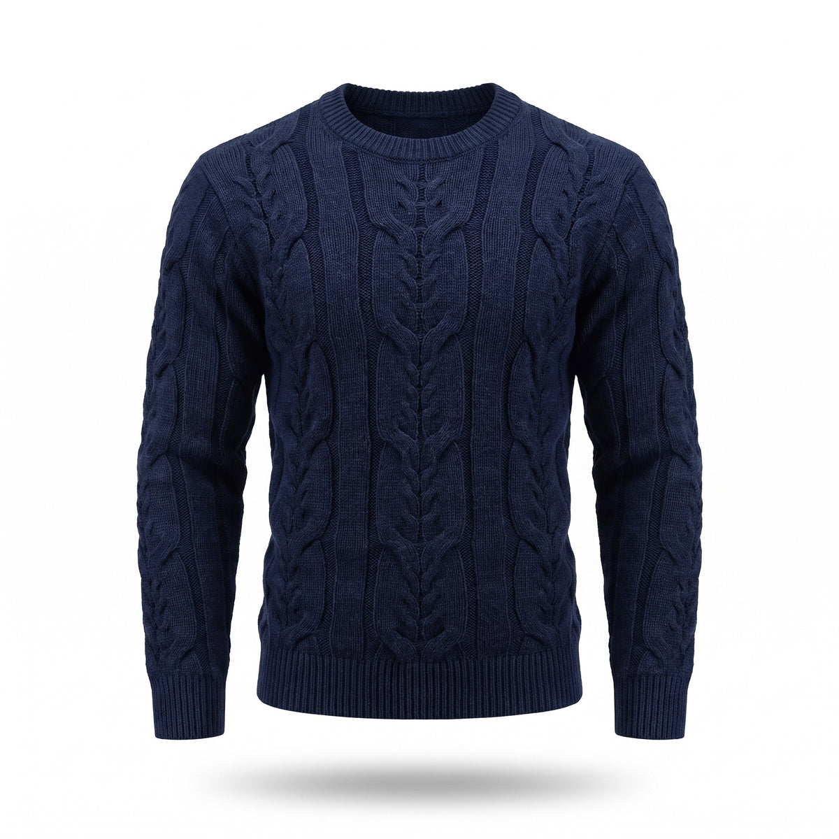 Men's Striped Knit Sweater Crew Neck Ribbed Cuffs Soft Jumper, product photo 1