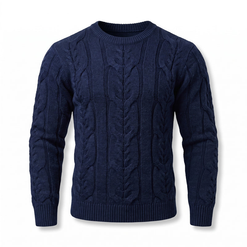 Men's Striped Knit Sweater Crew Neck Ribbed Cuffs Soft Jumper, product photo 7