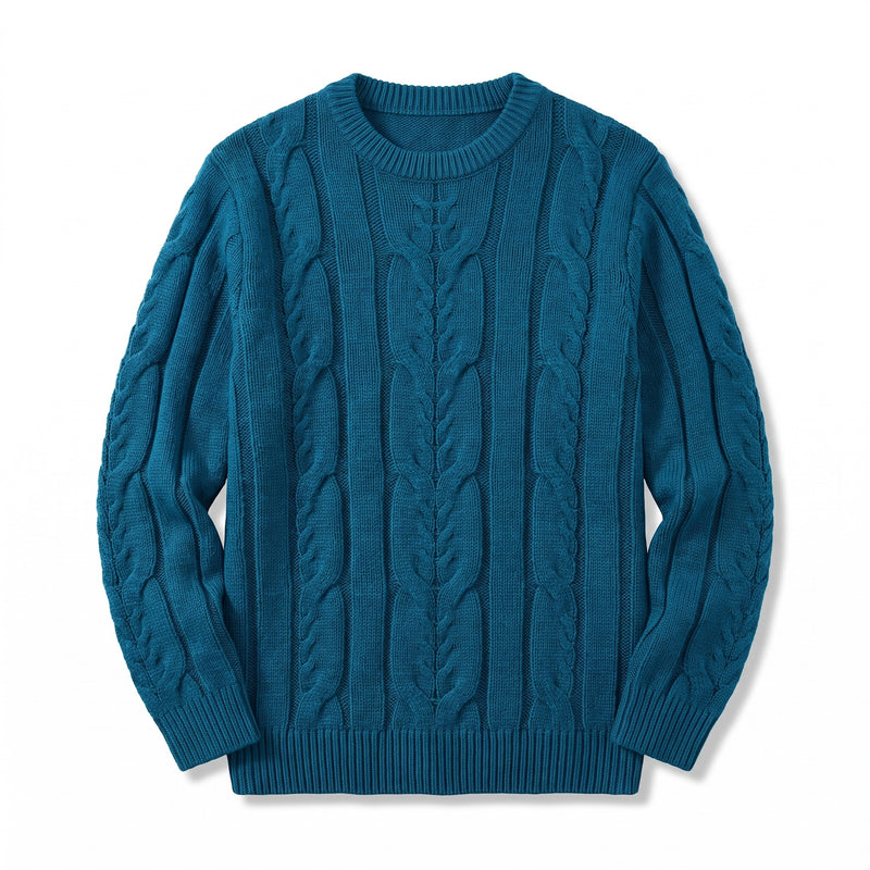 Men's Striped Knit Sweater Crew Neck Ribbed Cuffs Soft Jumper, product photo 15