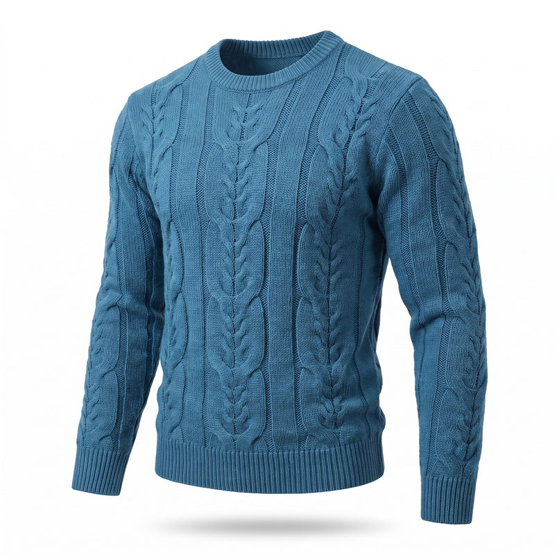 Men's Striped Knit Sweater Crew Neck Ribbed Cuffs Soft Jumper, product photo 16