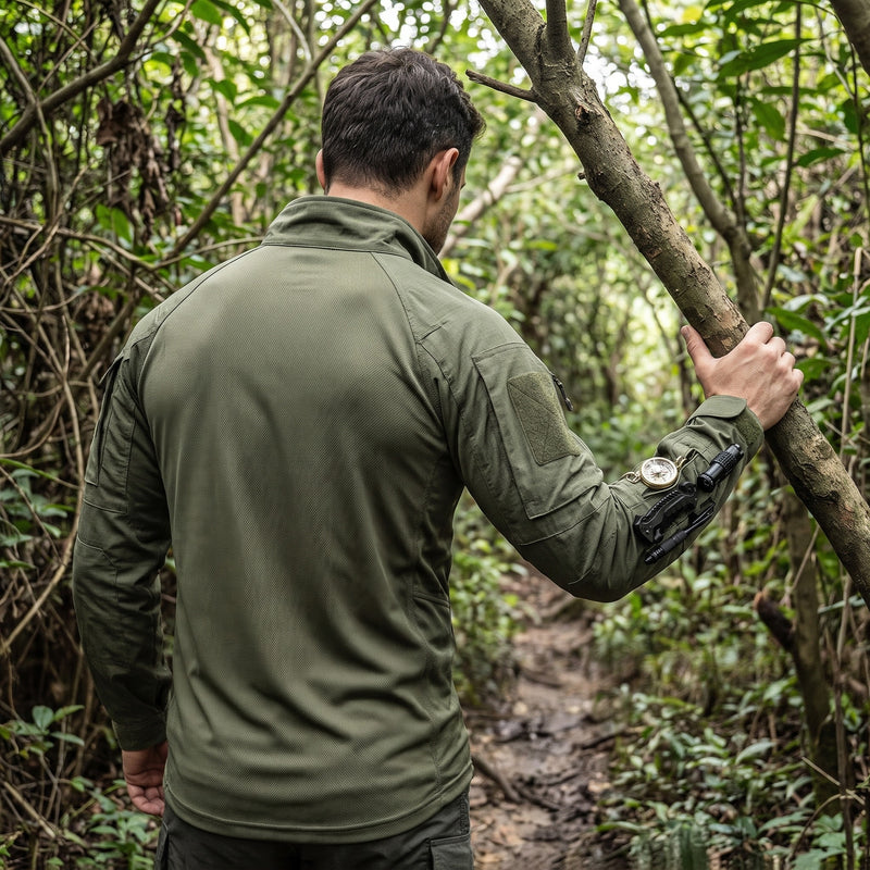 Men's Tactical Camo Shirt Long Sleeve Ripstop Multi Pocket, product photo 5