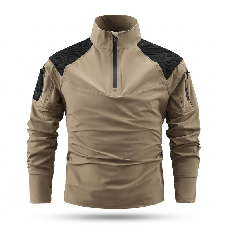 Men's Tactical Long Sleeve Shirt Quick Dry Stand Collar Multi Pocket, product photo 6