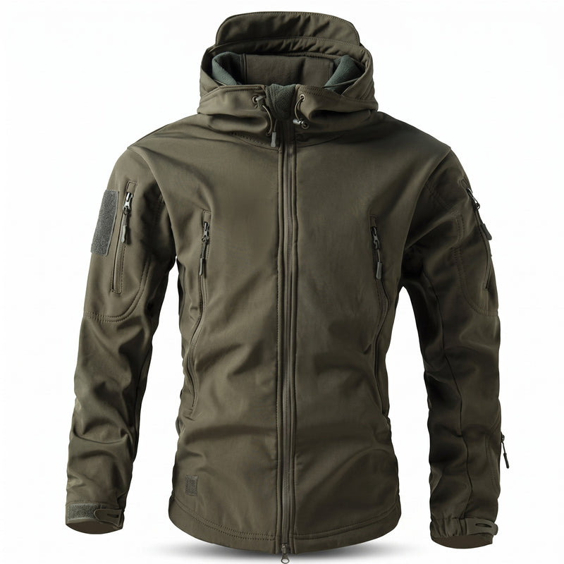 Men's Tactical Softshell Jacket Waterproof Detachable Hood Zip Pockets, product photo 7