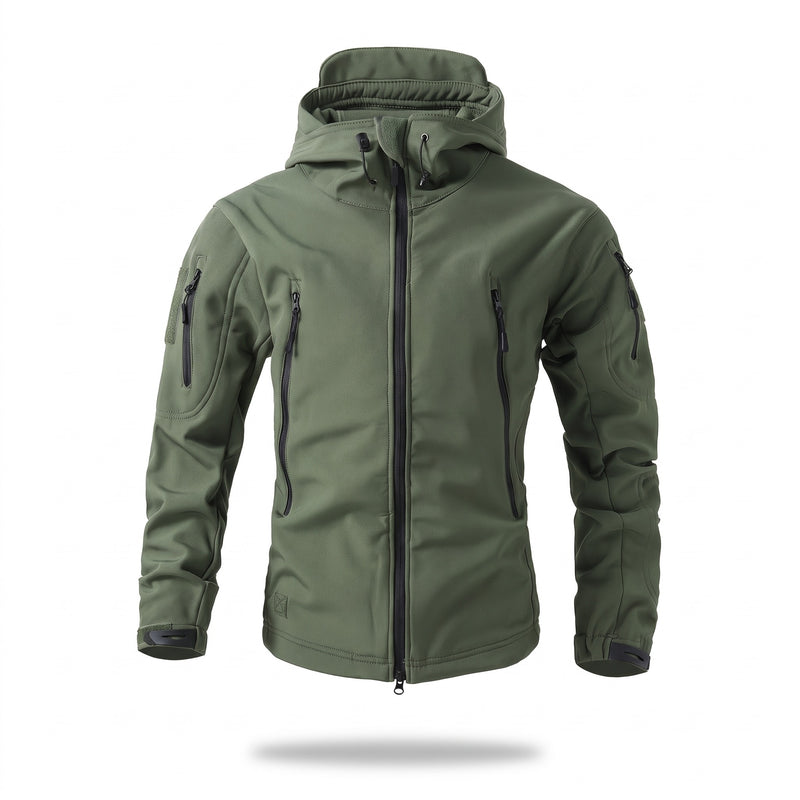 Men's Technical Softshell Jacket Hooded Storm Flap Multi Pocket, product photo 6