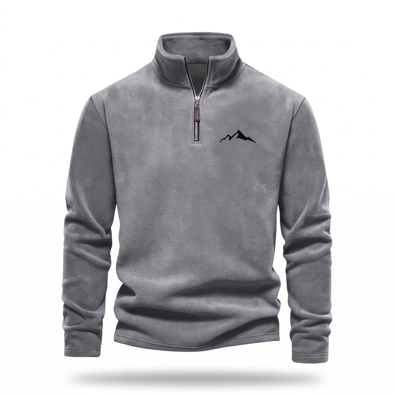 Men's Thick Knit Sweater Quarter Zip Lined Stand Collar Winter Top, product photo 6