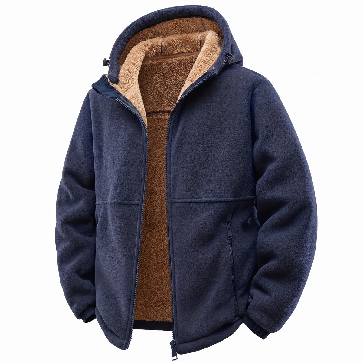 Men's Thick Winter Jacket Hooded Insulated Zip Ski Camp Coat, product photo 1