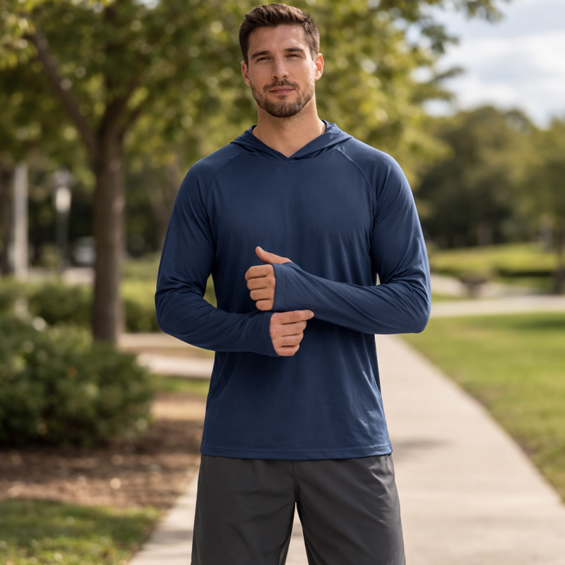 Men's UPF 50+ Sun Protection Hooded Hiking Shirt – product view 3 | Great Lakes Outdoor