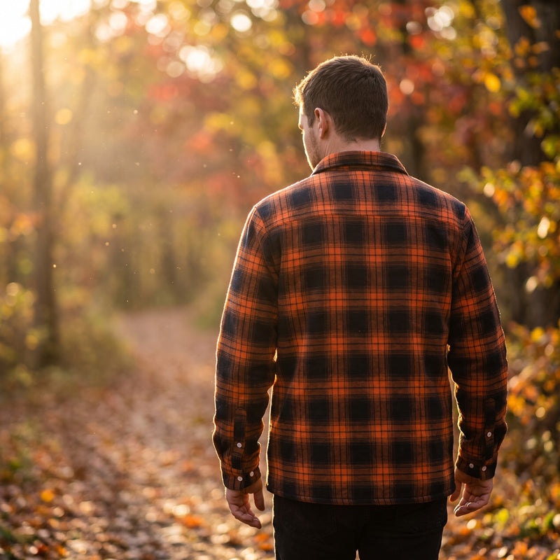 Men’s Vintage Flannel Shirt Jacket Fleece Lined Plaid Seven Colors, product photo 3