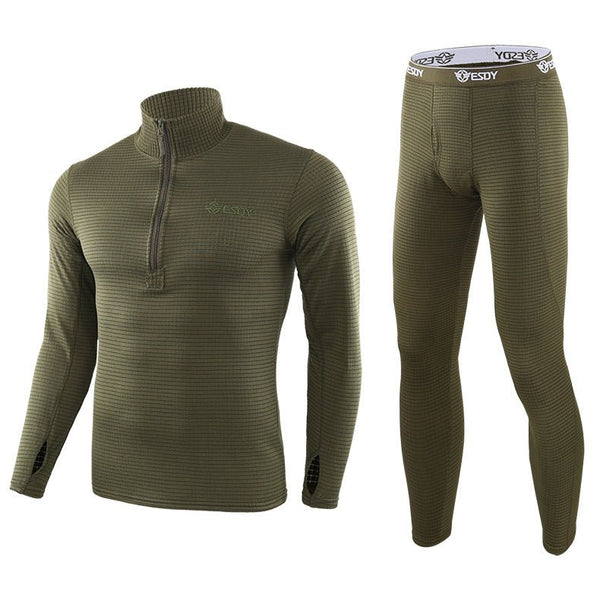 Men's Thermal Underwear Set Fleece Lined Base Layer Top and Bottom