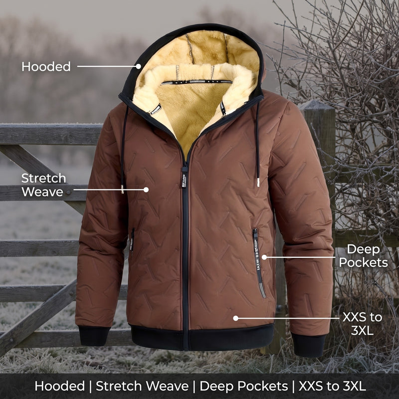 Men's Warm Fleece Winter Jacket Hooded Pockets Stretch Weave, product photo 2