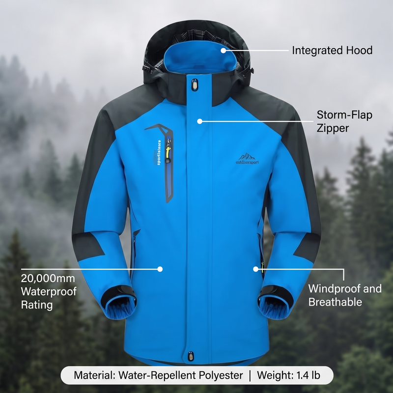 Men's Waterproof Hiking Jacket Breathable Windproof Outdoor Shell – features and specifications overview | Great Lakes Outdoor