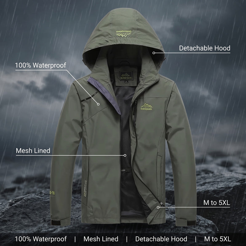 Men's Waterproof Windbreaker Breathable Adjustable Cuff Rain Jacket, product photo 2